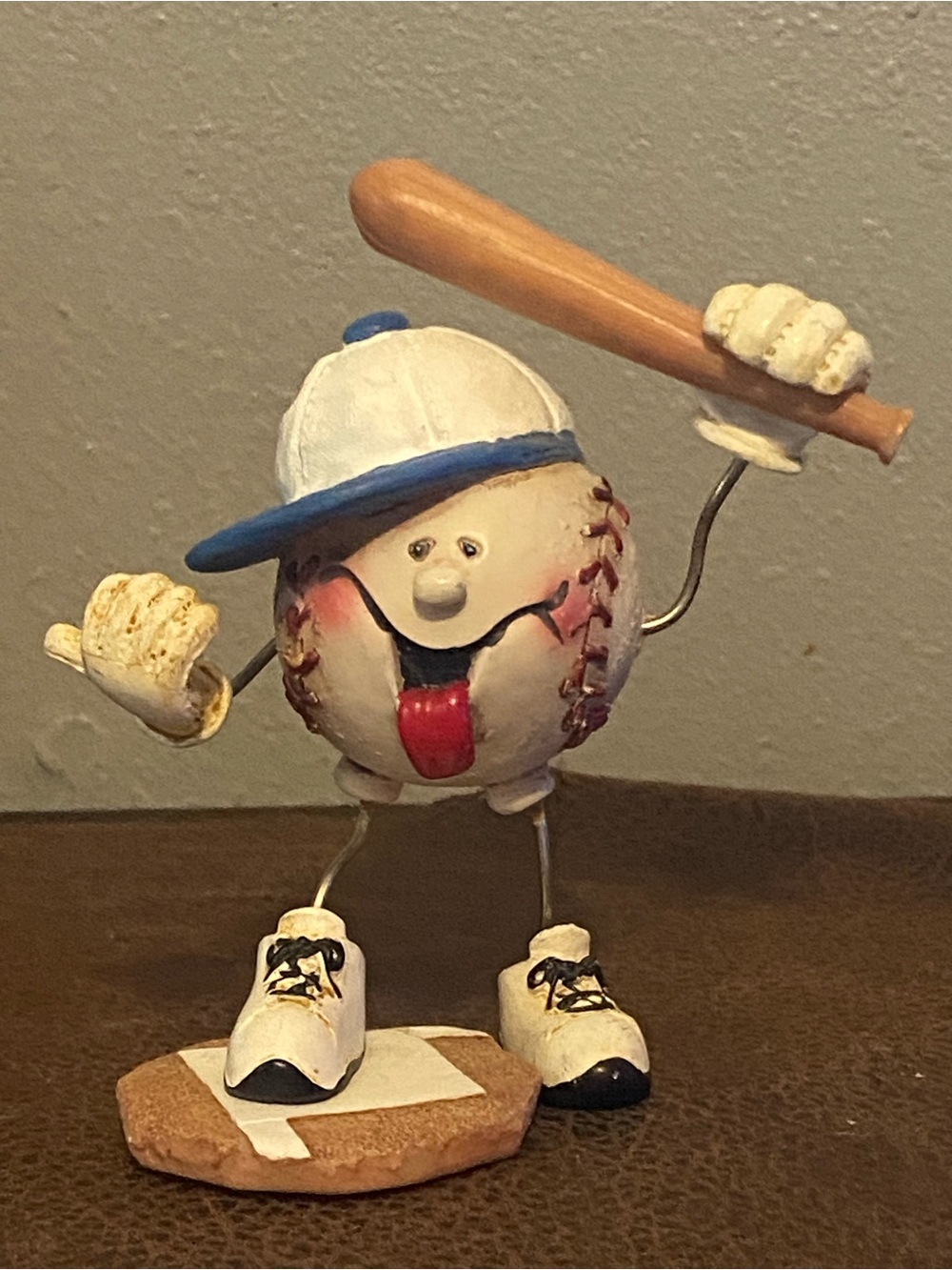 1990s Vintage 4” Baseball Character Figurine Toy - White and Blue 4” tall